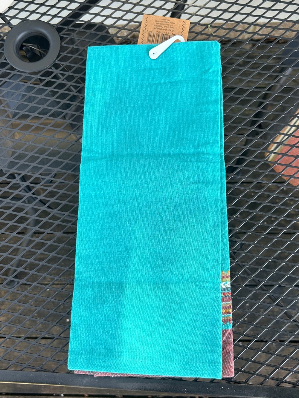 Turquoise Embroidered Kitchen Towel - Picture 2 of 2
